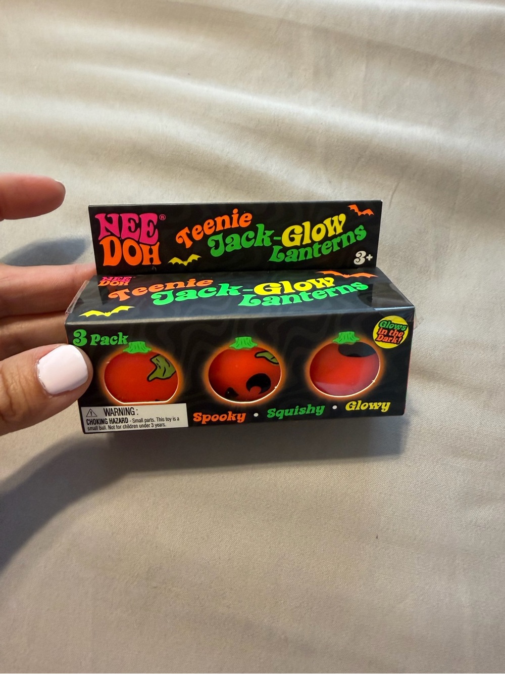 NeeDoh Teenie Jack-Glow Lanterns 3 Pack Halloween Glow in Dark 2024 HTF